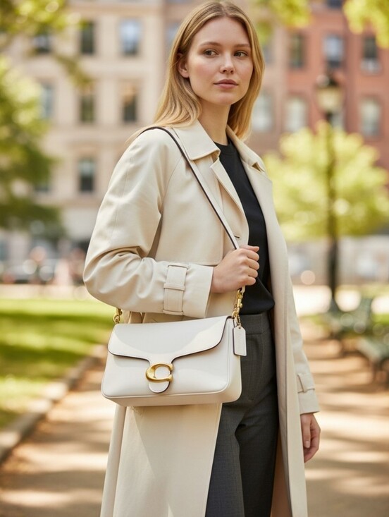 Coach Handbags - Coach White Shoulder Bag with Gold Hardware